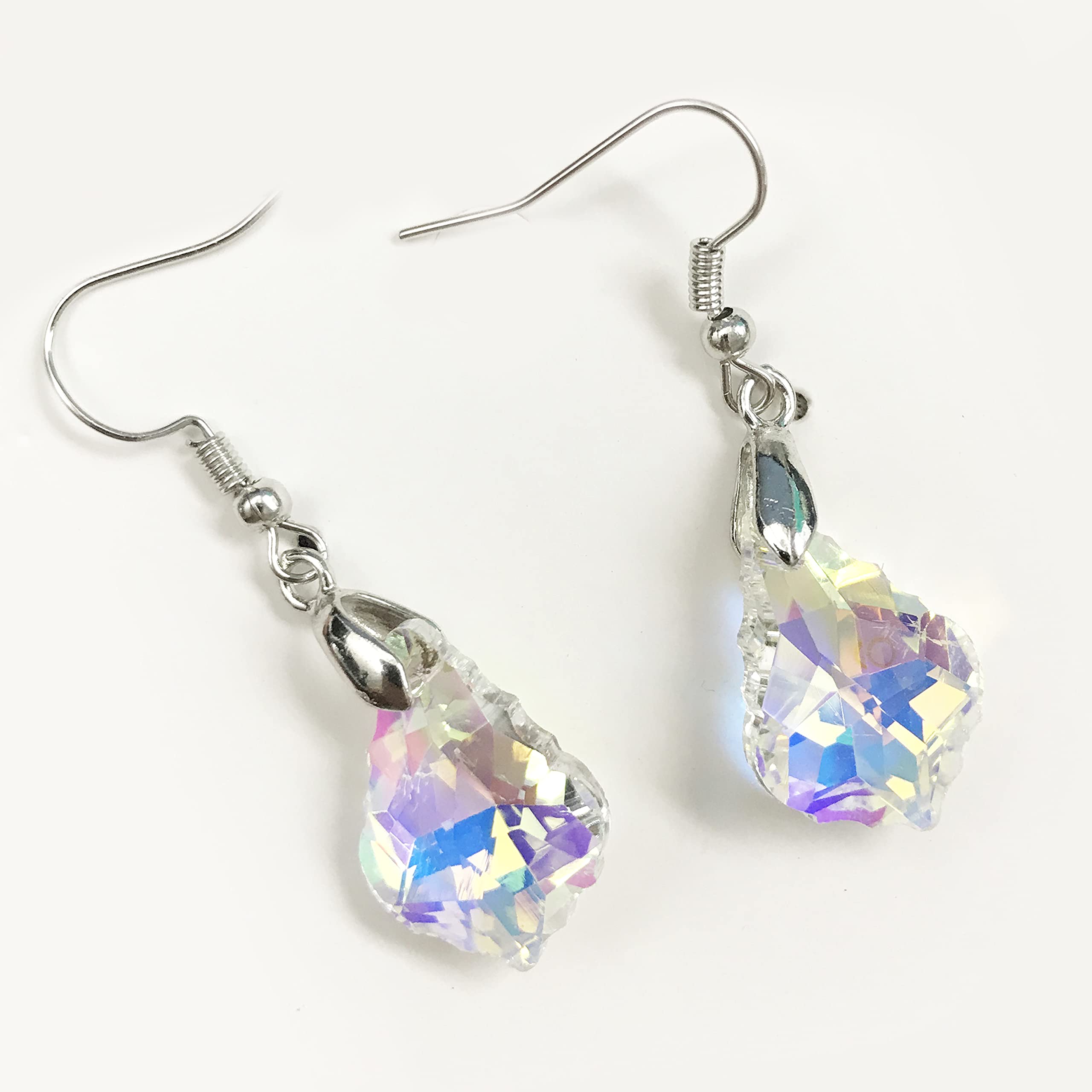 Sparkly Multi-Color Crystal Teardrop Dangle Earrings for Women | Rainbow Geometric Statement Jewelry | Elegant Gift for Party, Wedding & Everyday Wear