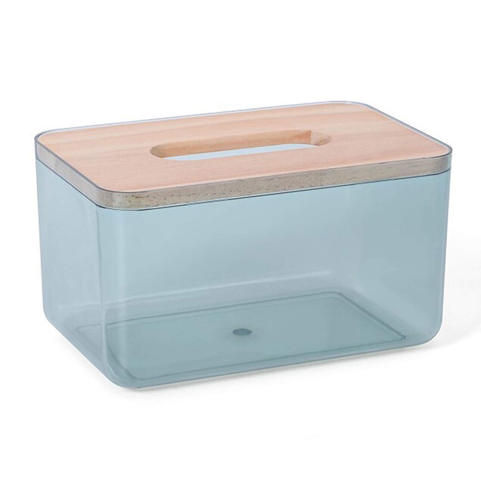 Transparent Desktop Tissue Box Holder - Blue X-Small Napkin Organizer for Living Room, Kitchen & Office | Stylish European Design Home Storage Solution for Tissues, Paper & Household Essentials