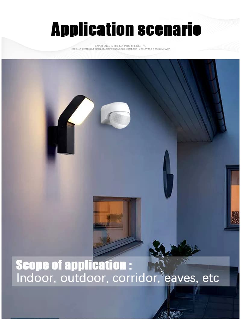 PIR Motion Sensor Light Switch - High Sensitivity Wall Switch for Indoor & Outdoor Use, 39ft Detection Range, 800W (100-240V AC) - Perfect for Hallways, Bathrooms, Garages, and Outdoor Security Lighting
