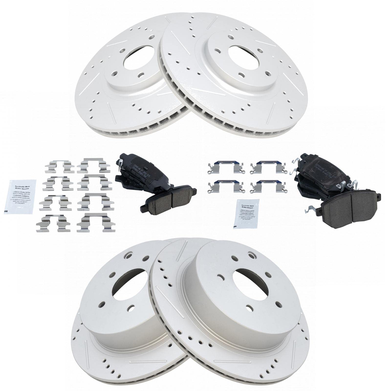 High-Performance Drilled & Slotted Brake Rotors with Ceramic Pads - Front & Rear Brake Kit for Cars, Trucks, SUVs | Enhanced Stopping Power for Racing, Towing & Daily Driving