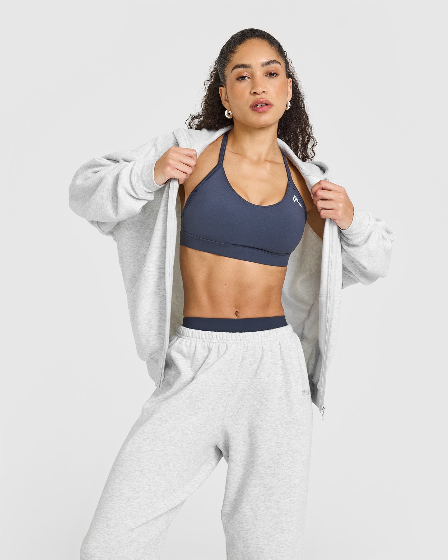 Mid Weight Zip Through Hoodie for Men & Women | Light Grey Marl Pullover Hooded Sweatshirt - Perfect for Gym, Running & Casual Wear