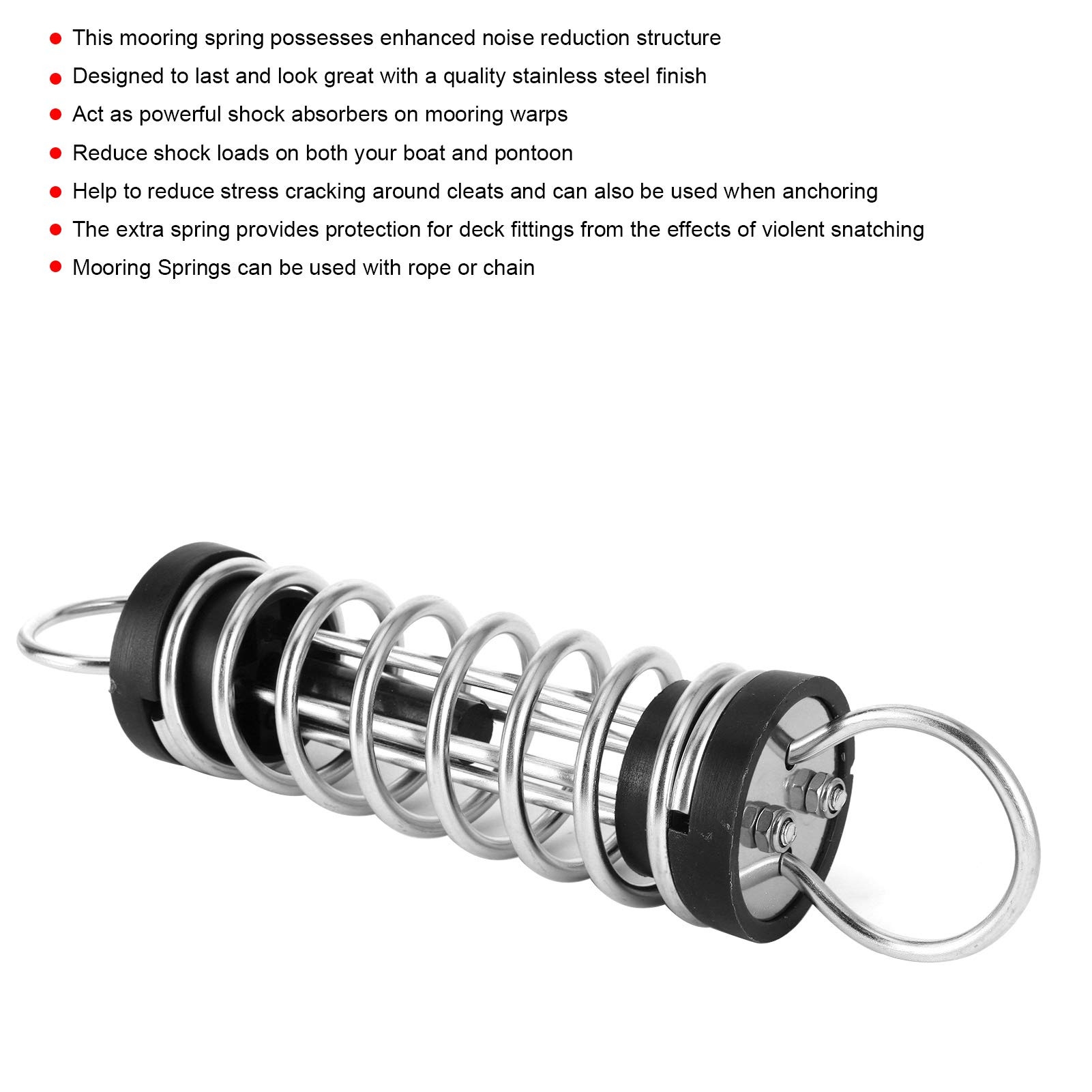 Premium Stainless Steel Boat Mooring Spring 6x300mm - Heavy Duty Marine Hardware for Inflatable Boats, Kayaks, Yachts & Sailboats | Durable Dock Line Shock Absorber for Smooth Mooring & Anchoring