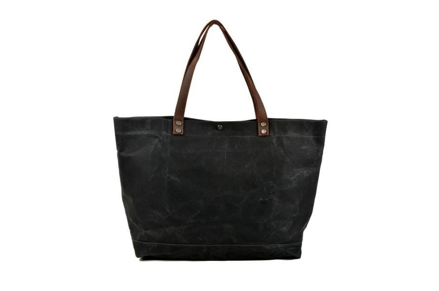 Stylish Black Canvas Tote Bag with Multiple Pockets - Durable & Spacious Shoulder Bag for Women - Perfect for Work, Shopping, Travel & Everyday Use
