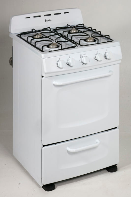 Avanti GRO24P0W 24-Inch Freestanding Gas Range - Professional Stainless Steel Oven with 4 Sealed Burners for Home Kitchen Cooking, Baking & Entertaining