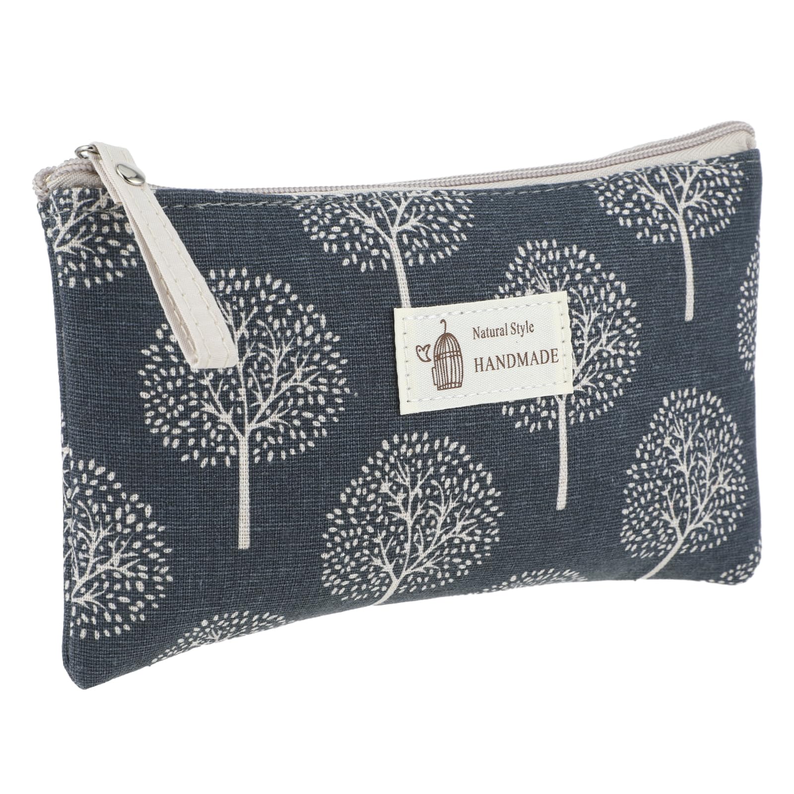 Small Canvas Cosmetic Bag - Travel Makeup Organizer & Toiletry Pouch with Zipper - Multi-Functional Storage for Lipstick, Brushes, Beauty Tools (8.6x5.5 Inch, Wishing Tree Design) - Perfect for Travel, Gym, Daily Essentials & Gift Giving