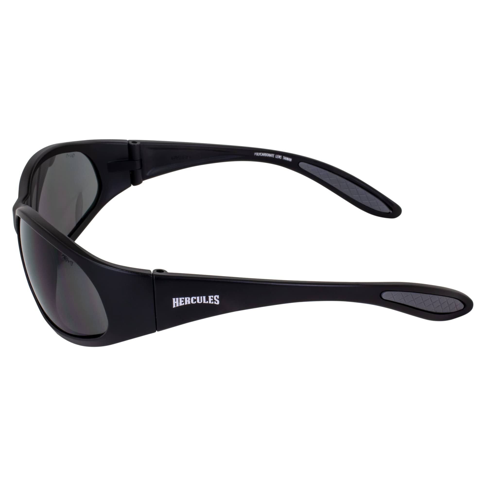 Hercules-1 Jr Wraparound Motorcycle Sunglasses - Z87.1 Safety Rated Riding Glasses for Small Faces (2 Pairs: Black Frame with Clear & Smoke Lenses) - Perfect for Motorcycle Riding, Cycling & Outdoor Sports