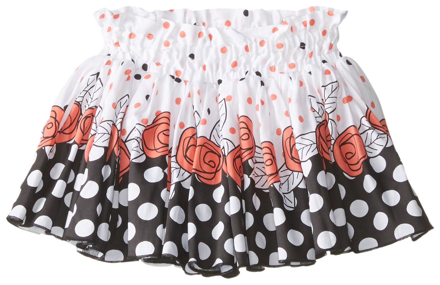 Petit Lem Little Girls' Dot Printed Rose Detail Skirt - Cute Floral Skirt for Toddlers & Kids - Perfect for Spring Outfits, Birthday Parties & Photo Shoots
