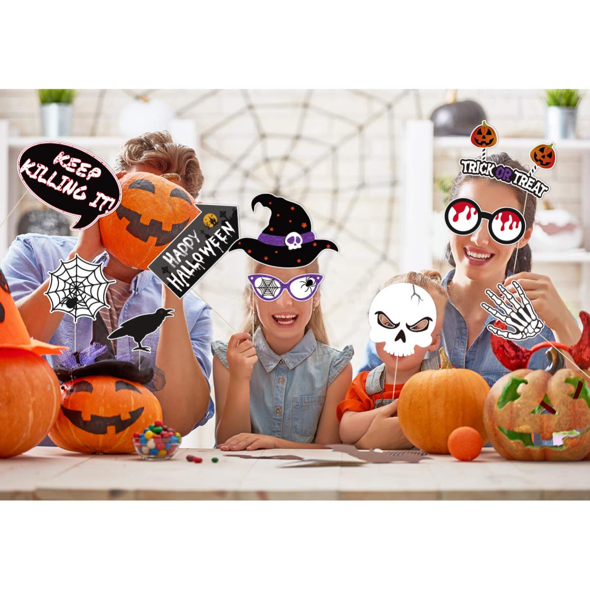 20PCS Halloween Photo Booth Props Kit - Creative Party Decorations & Photo Backdrop Accessories for Halloween Celebrations, Costume Parties & Spooky Fun