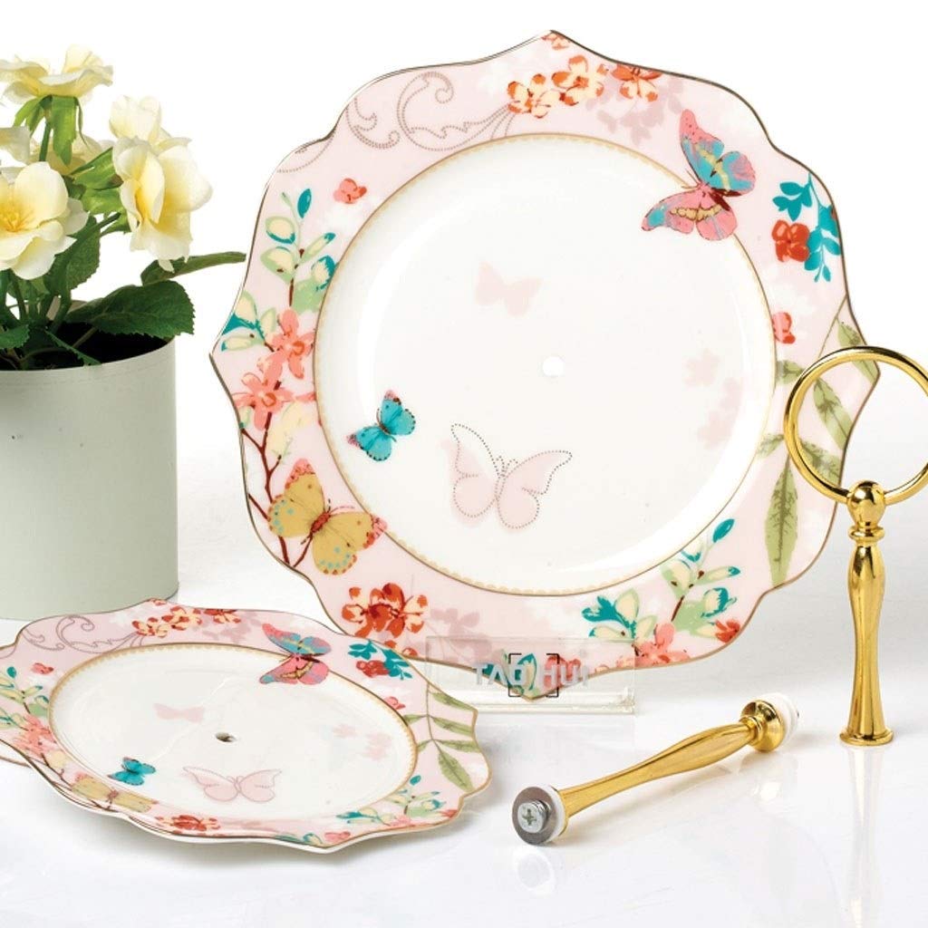 Elegant Ceramic Cake Stand Set - Double Decker Dessert Tray for Afternoon Tea, Snacks & Fruit Display | Perfect for Living Room, Parties & European-Style Dining