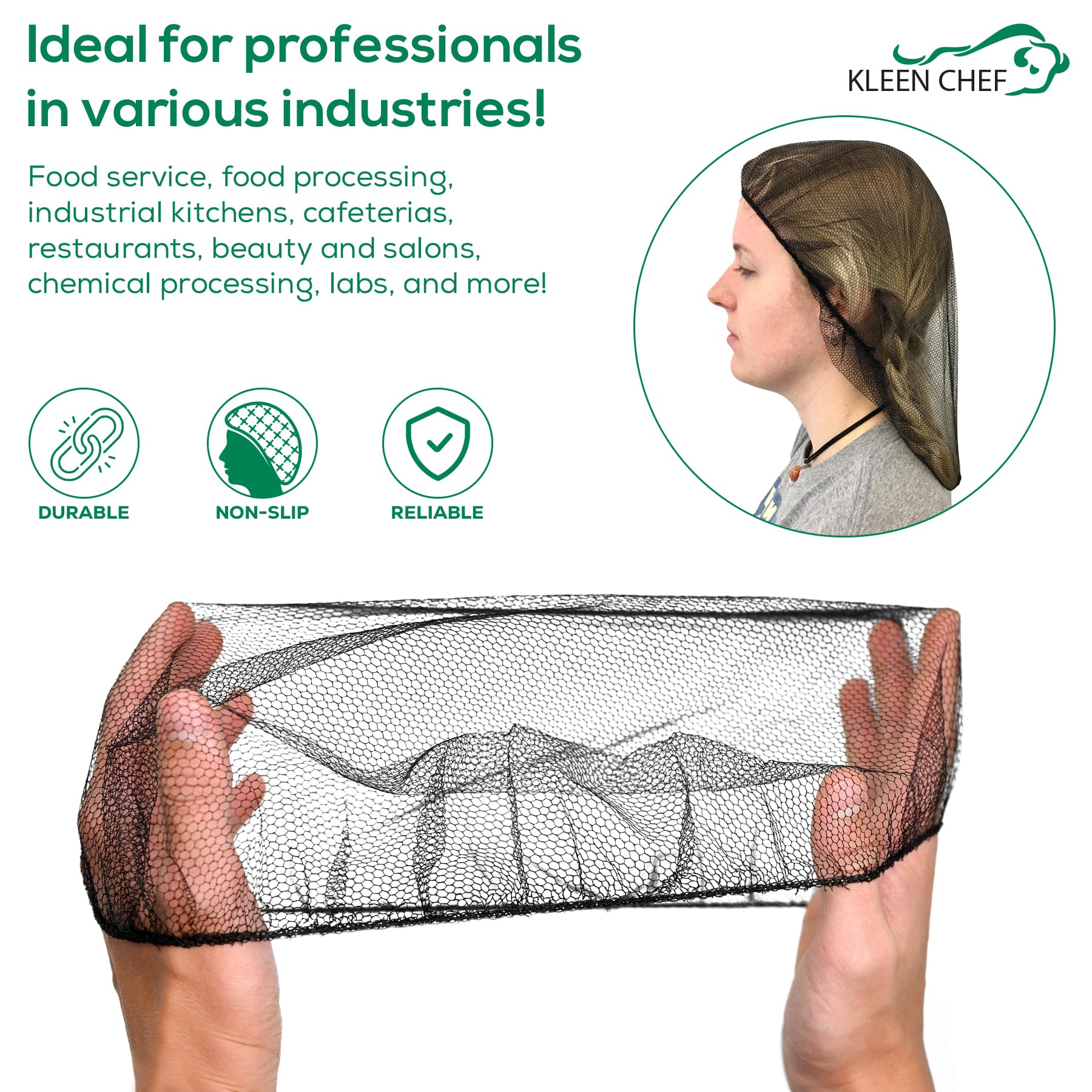 400 PCS Black Nylon Honeycomb Hair Nets - 24 Inch Elastic Food Service Hair Covers for Restaurants, Ballet Buns, Sleeping, Wigs & Spray Tans (Bulk Pack) - Ideal for Food Safety, Salon & Beauty Applications
