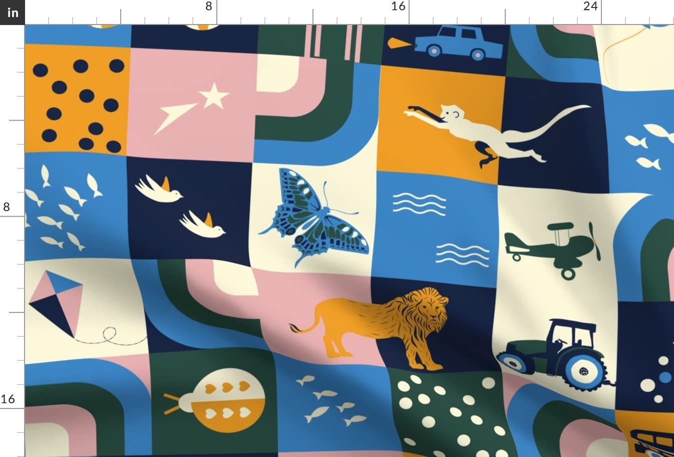 Retro Play Monkey Spring Printed Chiffon Fabric by The Yard - Lightweight & Soft Sewing Material for Dresses, Scarves, Home Decor & DIY Crafts - Perfect for Fashion Apparel & Bohemian Decor