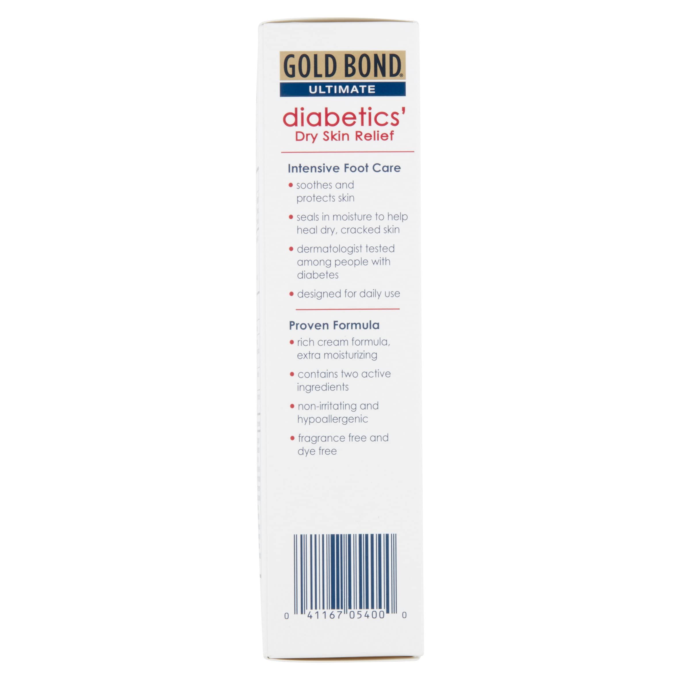 Gold Bond Diabetic Foot Cream for Dry Skin Relief - 3.4 oz (4 Pack) - Moisturizing & Healing Foot Care for Diabetics - Perfect for Daily Use & Cracked Heel Treatment