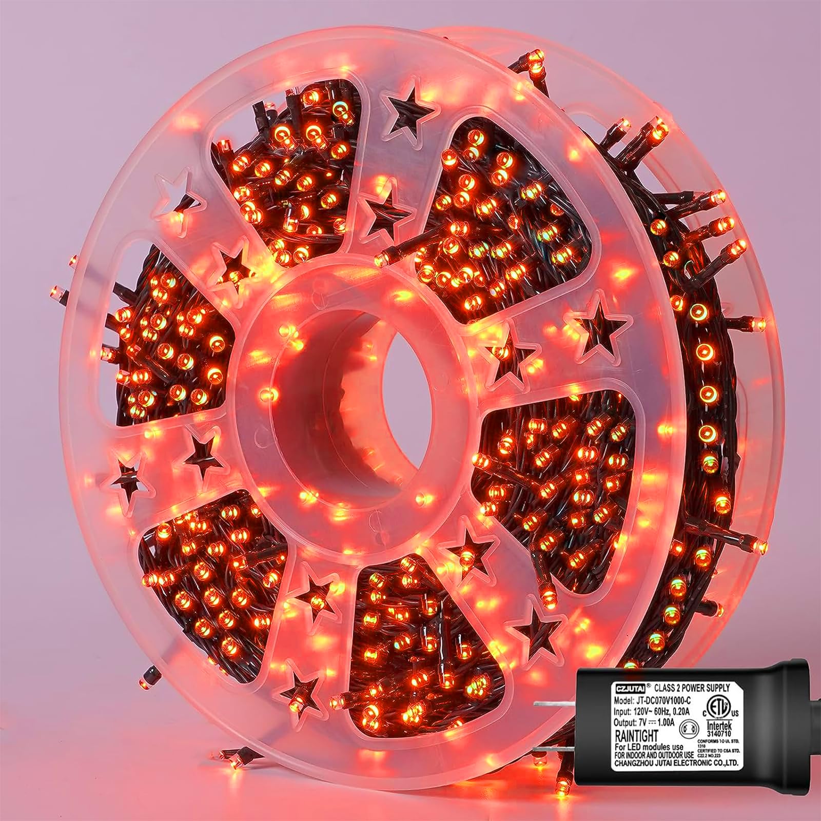 500 LED Orange Halloween String Lights - 165ft Green Wire Plug in for Outdoor & Indoor Decor - Perfect for Halloween Party, Garden, Patio, and Home Decoration