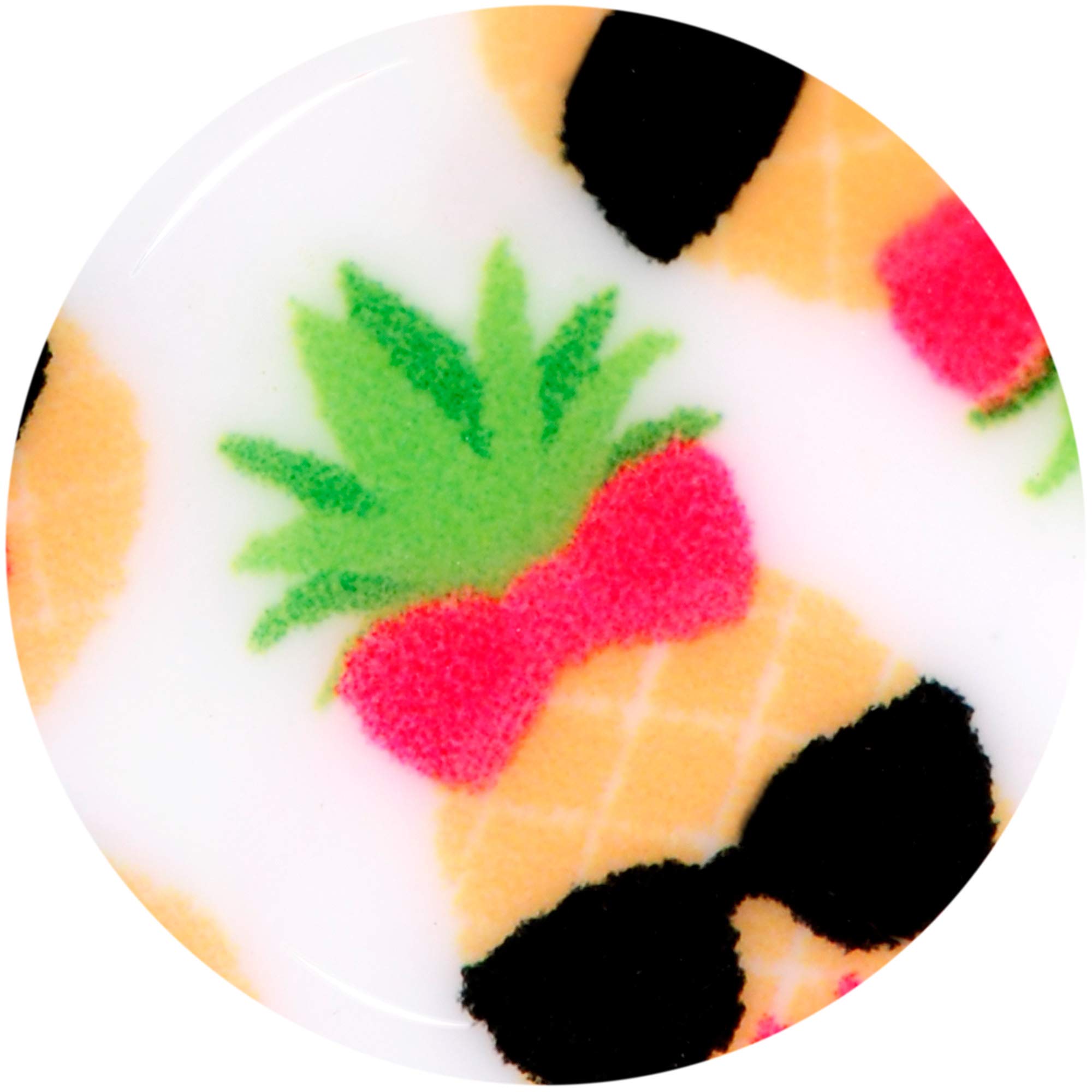 Body Candy 2-Piece White Acrylic Cool Pineapple Single Flare Ear Plugs Gauges Set - Perfect for Stretching, Piercing Jewelry & Alternative Fashion