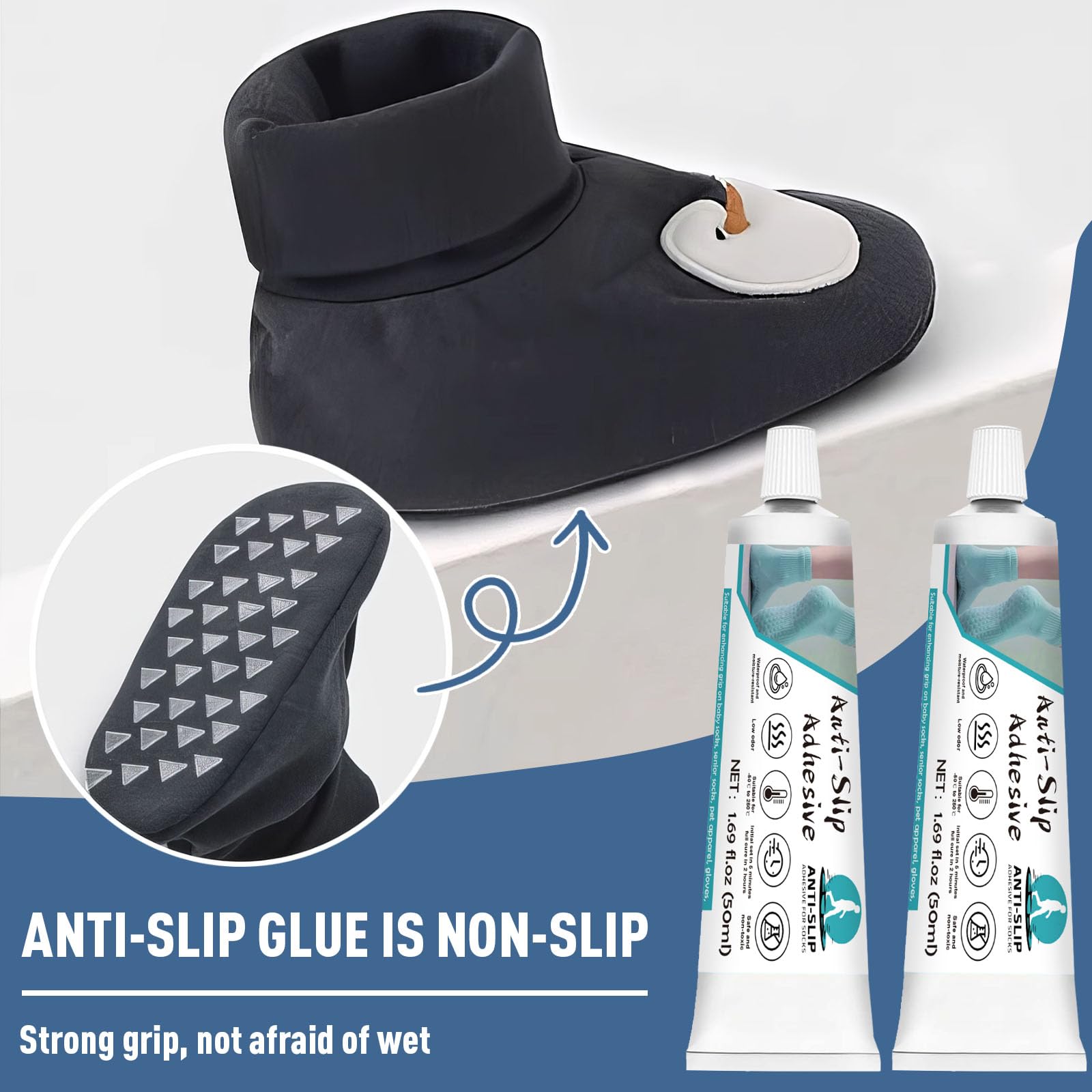 **Anti-Slip Sock Glue 3.5oz – Transparent Waterproof Fabric Adhesive for Socks, Pet Socks & Floor Mats | Latex-Free, Washable & Non-Toxic | Perfect for Dance, Yoga & Home Safety**