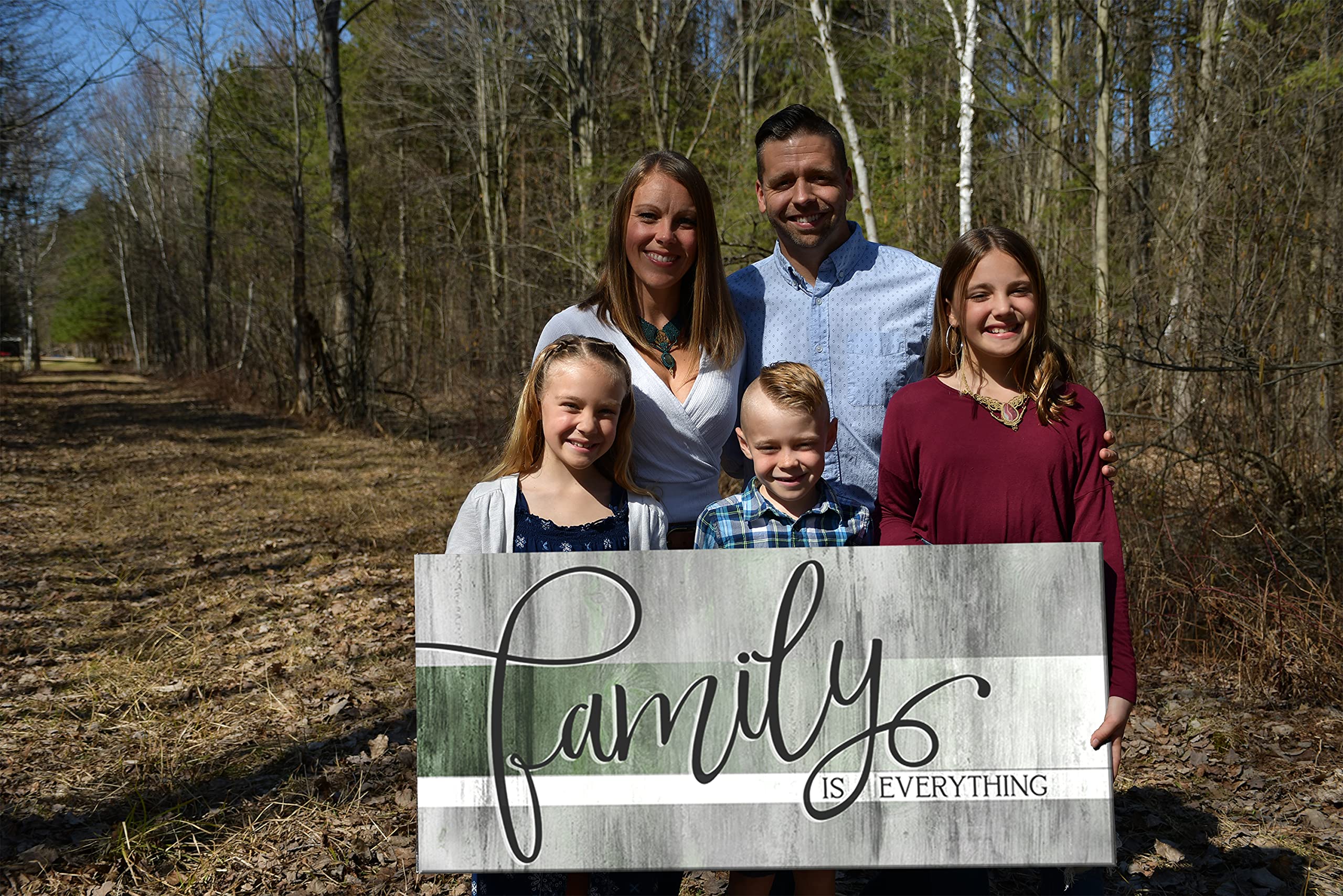 Farmhouse Family Wall Art - Large Framed Canvas Decor for Living Room & Family Room | Green 42x19 Inch | Perfect for Home & Farmhouse Style Décor
