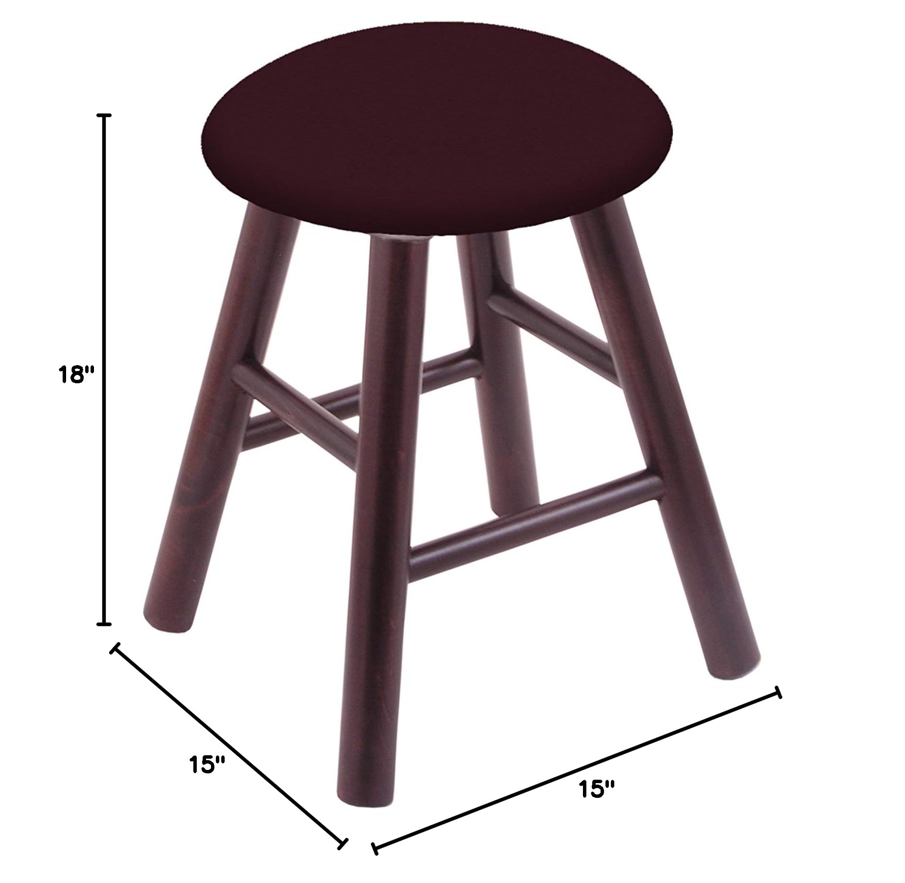 Dark Cherry Maple Vanity Stool with Canter Bordeaux Seat - Elegant Makeup Stool for Dressing Table, Bedroom & Bathroom