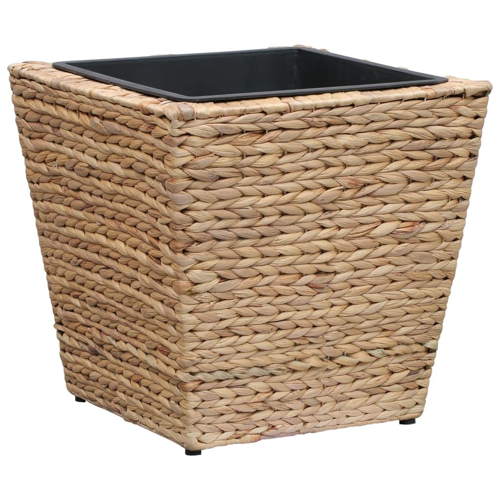 vidaXL Rustic Style Raised Garden Beds - Set of 3 Water Hyacinth Planters with Durable Steel Frame - Indoor/Outdoor Use - Easy to Clean & Maintain - Brown Finish - Perfect for Patio, Balcony or Home Decor