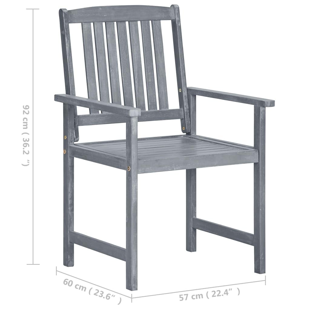 vidaXL 2-Piece Gray Acacia Wood Patio Chairs Set with Anthracite Cushions - Modern Outdoor Garden Furniture for Patio, Deck & Lounge - Rustic Style, 17.1