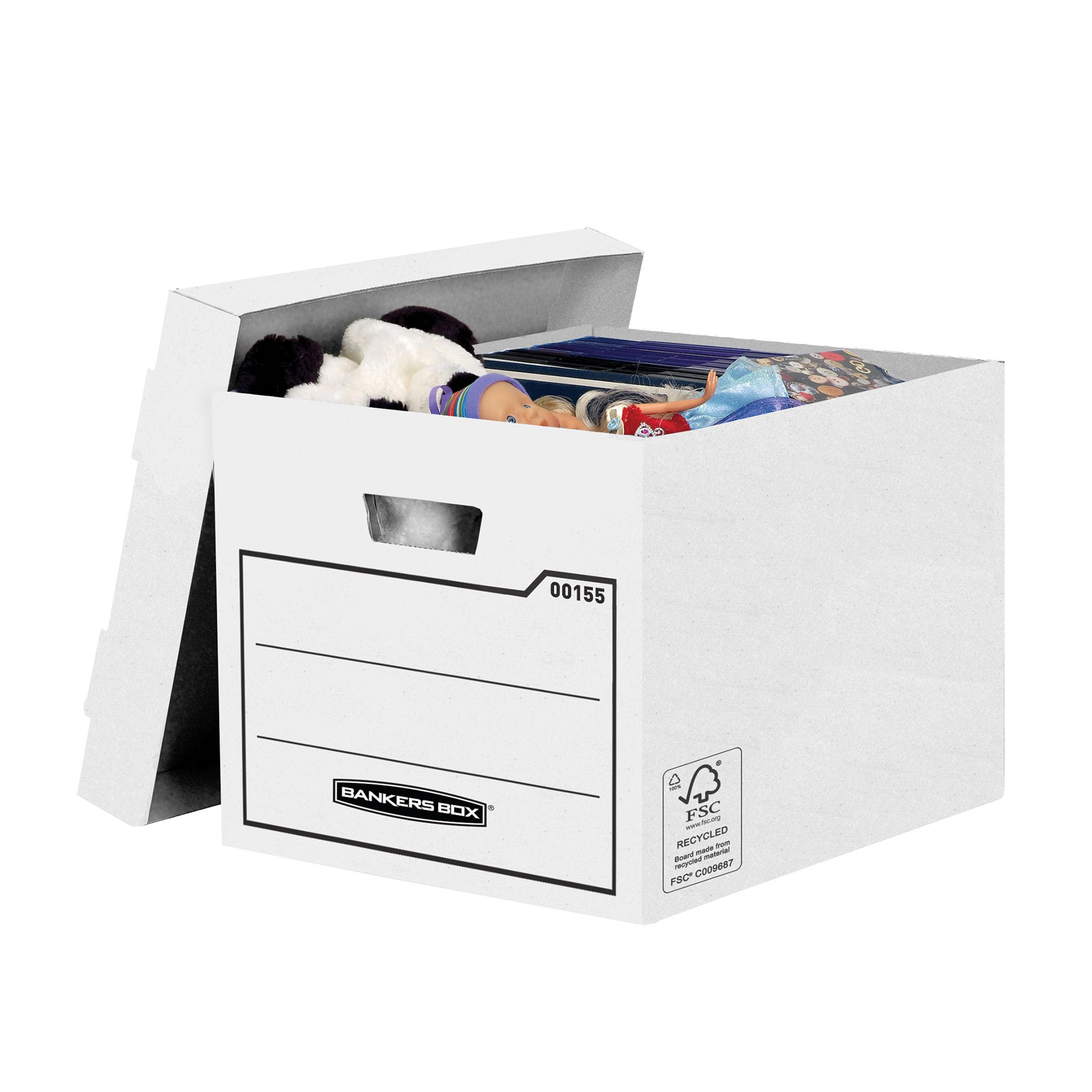 10 Heavy Duty Bankers Boxes with Lids - Durable Storage for Office & Moving (32x26x39cm)