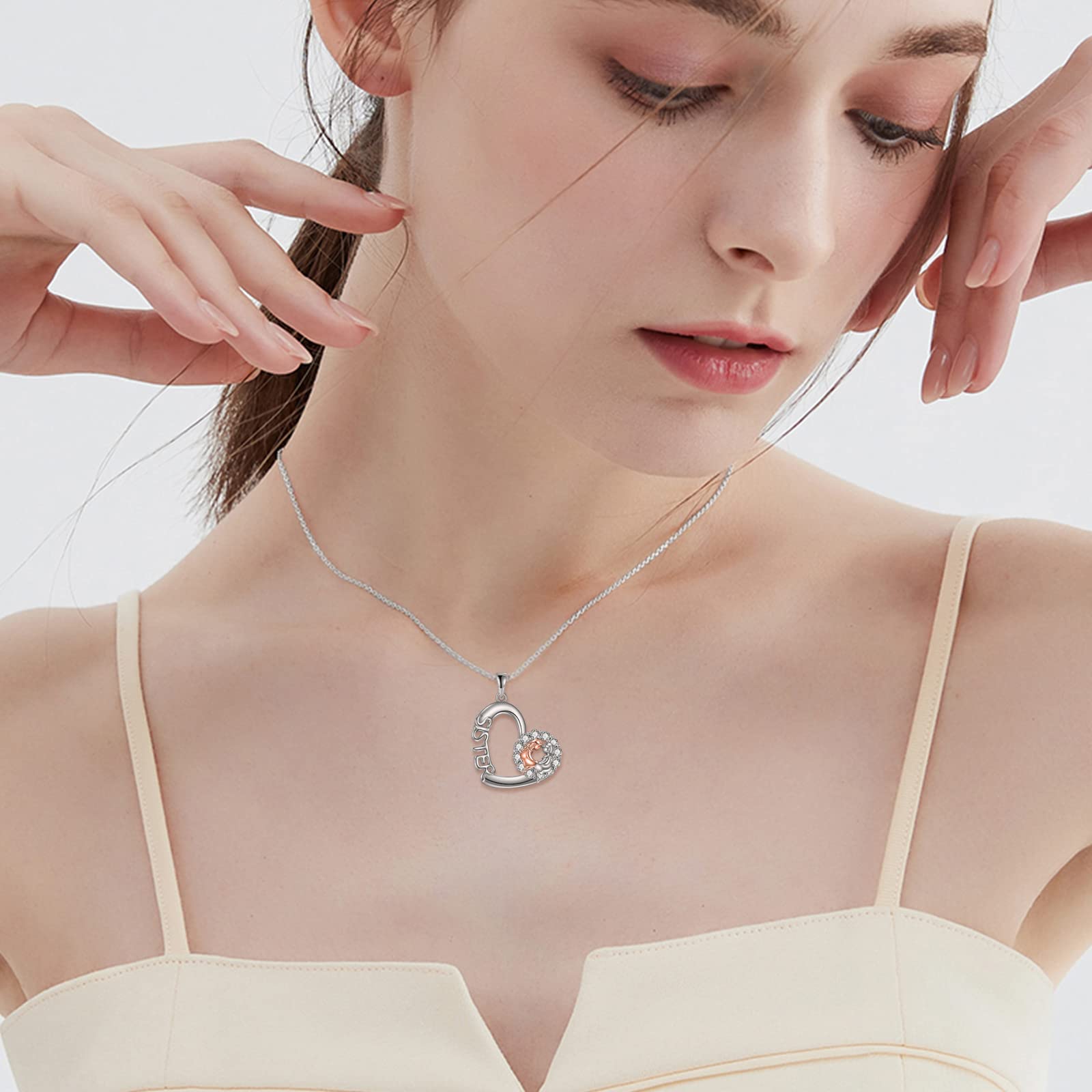 YFN Sterling Silver Heart Sister Necklace - Best Birthday Gift for Sister, Big Sister & Unbiological Sisters | Women's Friendship Jewelry for Special Occasions & Daily Wear