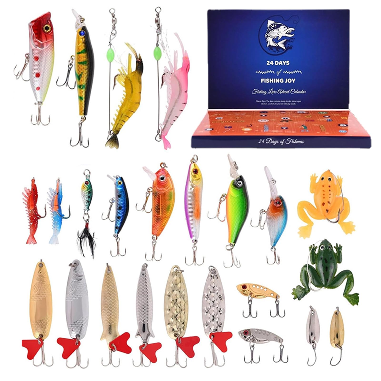 **24-Day Fishing Lure Advent Calendar – Christmas Countdown Gift for Anglers, Men, Teen Boys | Perfect for Holiday Stocking Stuffers, Secret Santa & Fishing Enthusiasts**