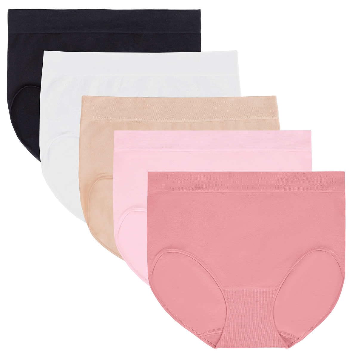Carole Hochman Women's Silky Soft Seamless Full Coverage Brief Panties 5-Pack - Regular & Plus Size Underwear Multipack for Everyday Comfort & Lounge Wear