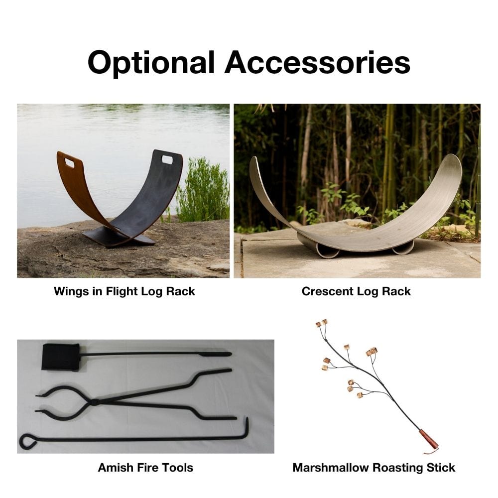 36 Inch Handcrafted Carbon Steel Fire Pit - Art Navigator Series for Outdoor Gatherings & Backyard Campfires | Durable & Stylish Patio Heating Solution