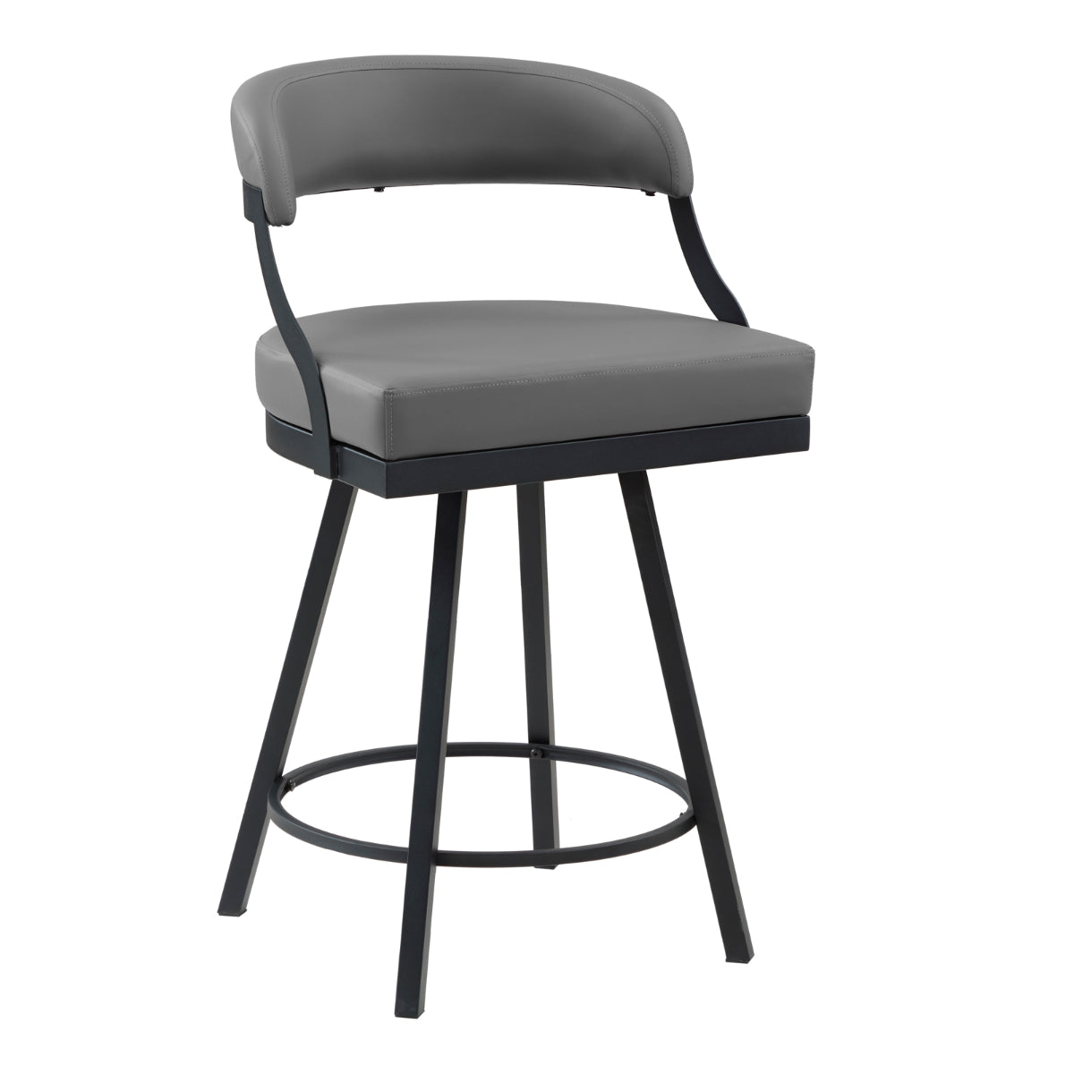Modern Industrial Grey Swivel Counter Height Bar Stools - Set of 2 for Kitchen Island, Breakfast Nook & Home Bar