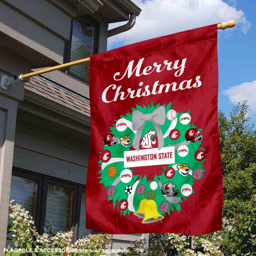 Washington State Cougars Happy Holidays Banner Flag - Perfect for College Football Tailgates, Home Decor & Holiday Celebrations
