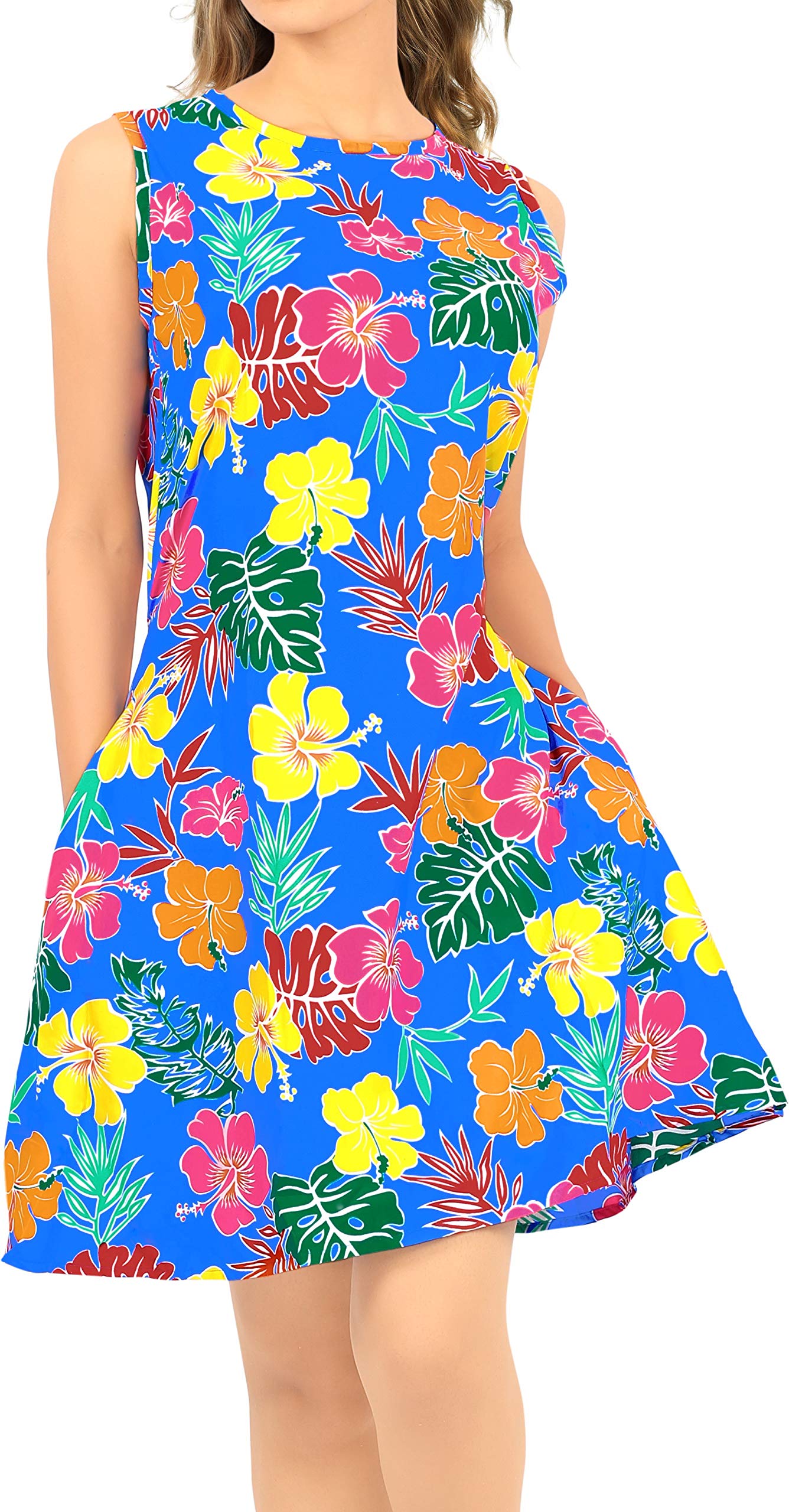 LA LEELA Women's Beach Cover Up - Lightweight Hawaiian Summer Swimwear Cover Up Dress with Pockets | Perfect for Poolside, Beach Vacation & Tropical Getaways