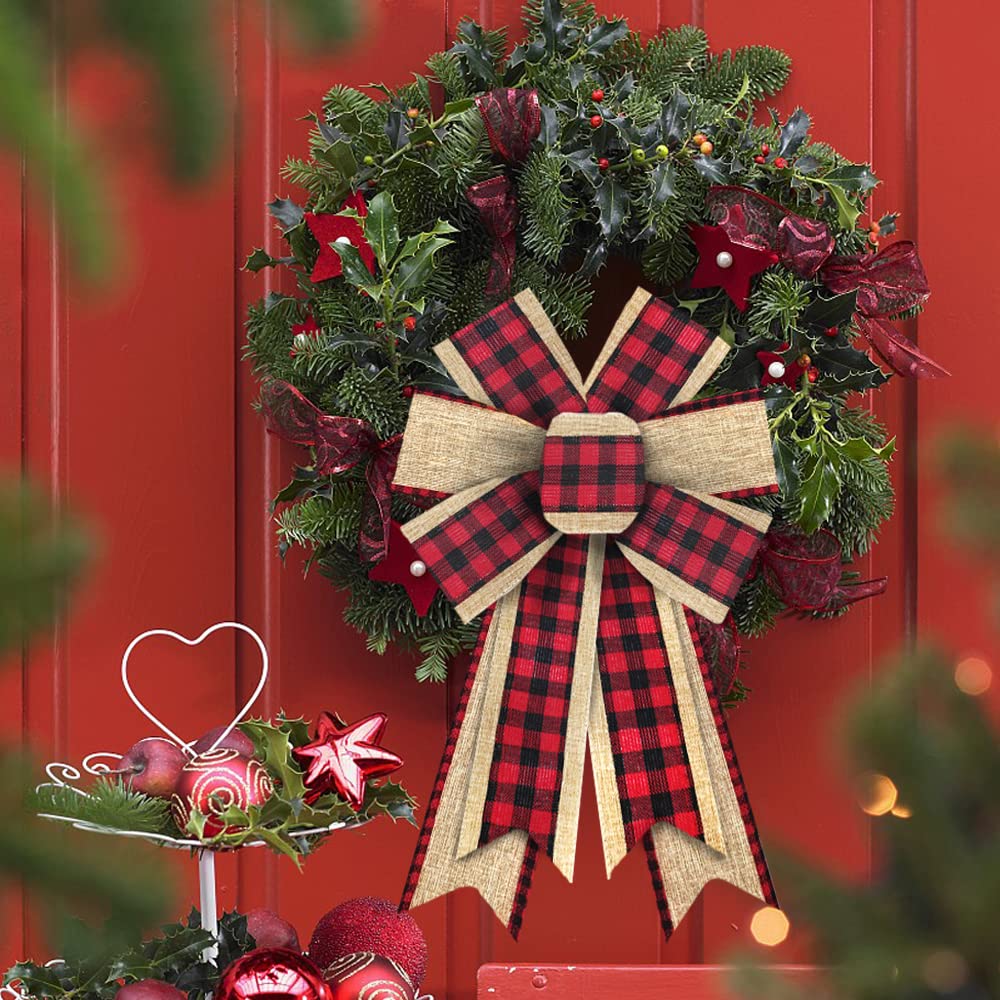 Valentine's Day Wreath Bows - Red Buffalo Plaid for Home Decor