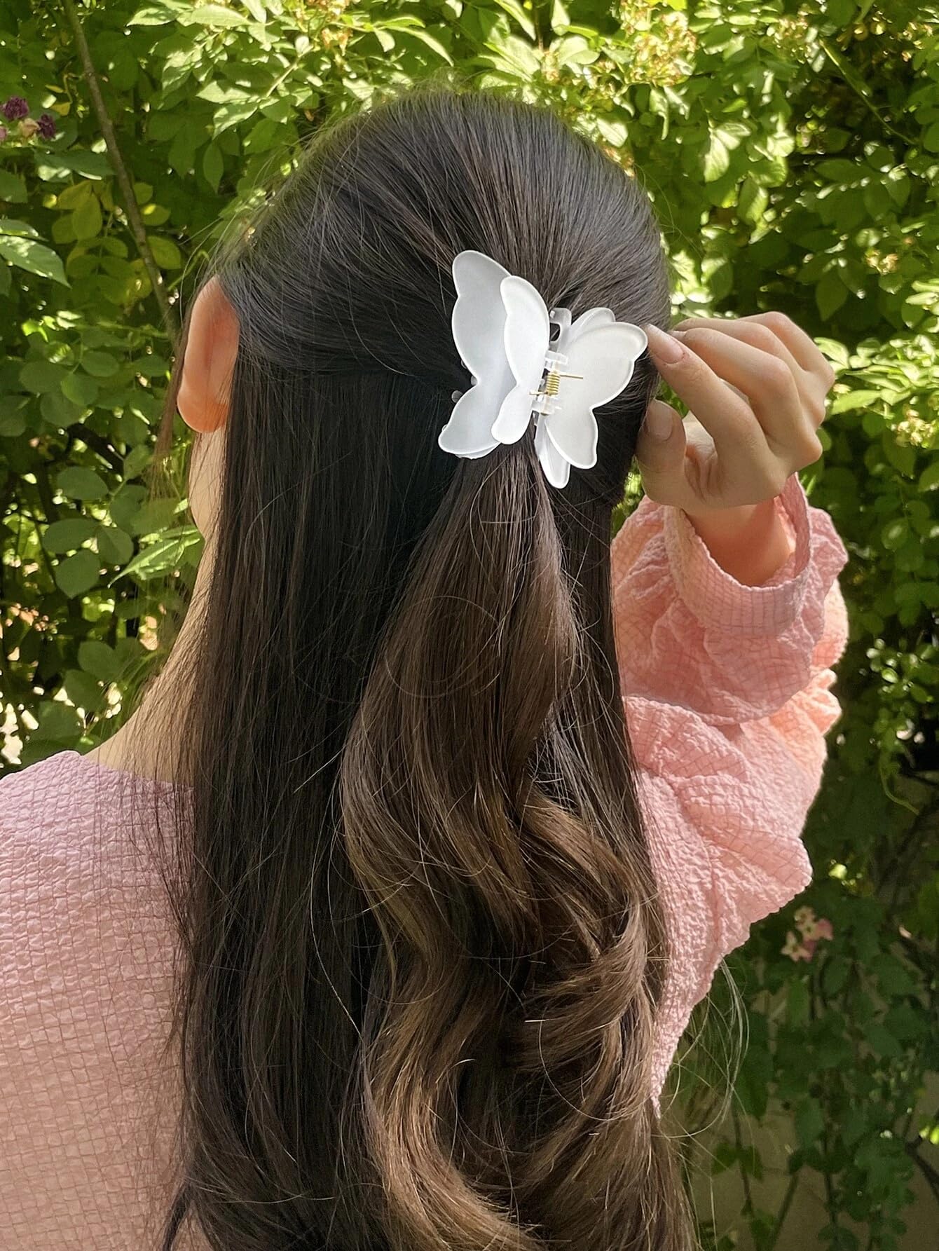 Korean Style Butterfly Big Hair Claw Clips - 3 Pack Strong Hold Transparent Matte Hair Clips for Women & Girls with Thin, Thick or Curly Hair - Perfect for School, Work, Parties and Everyday Styling