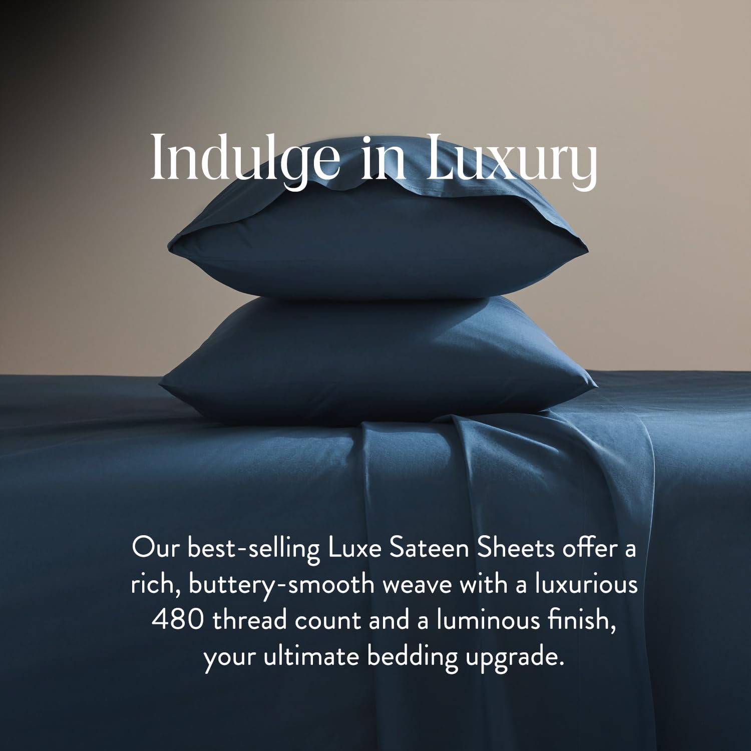 Brooklinen 100% Cotton Sateen 4-Piece Twin Sheet Set - Ultra Soft Luxury Bedding (1 Fitted Sheet, 1 Flat Sheet, 2 Pillowcases) in Deep Abyss Blue - Perfect for Guest Rooms, Dorm Beds & Cozy Sleep