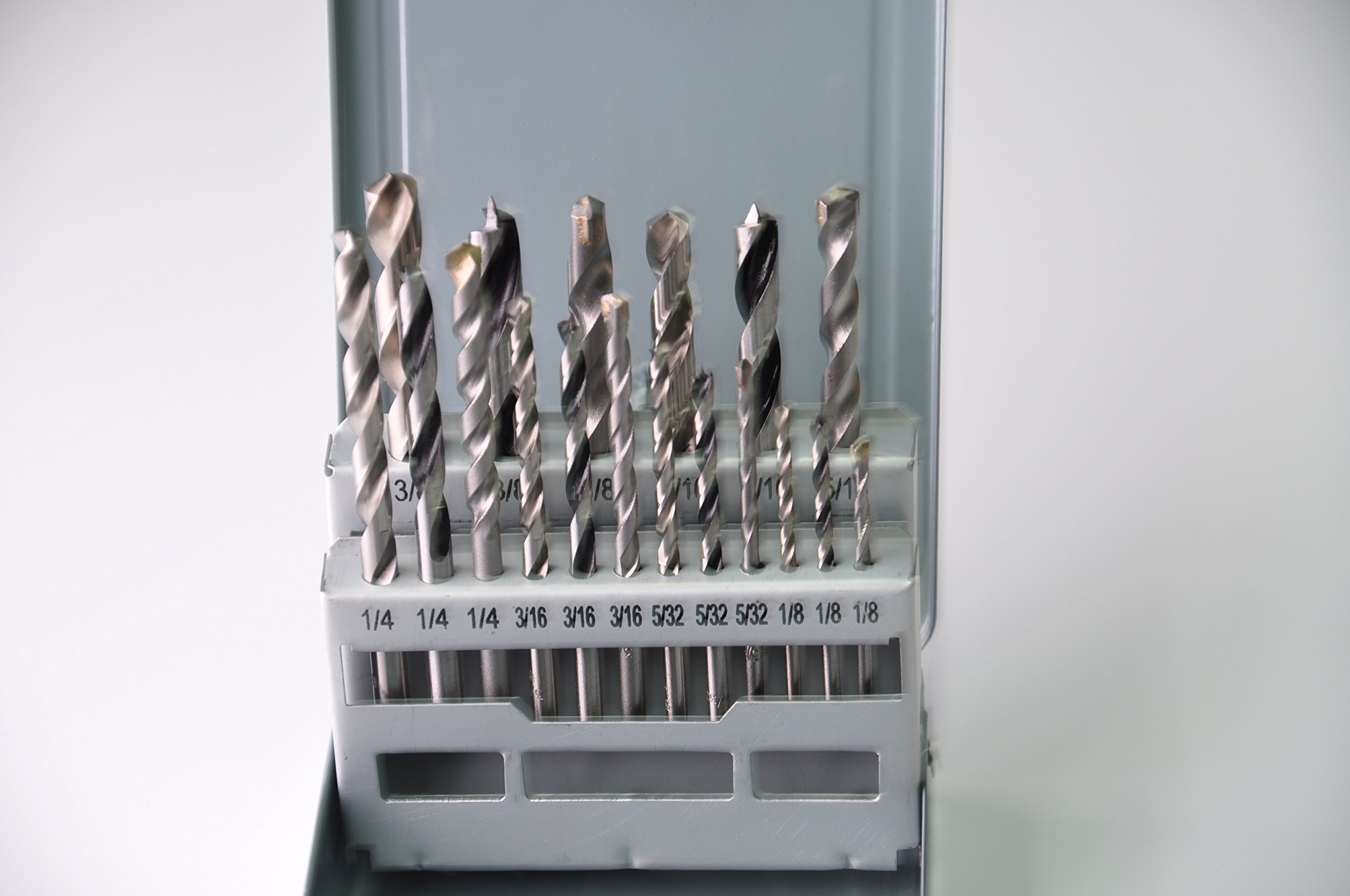 18-Piece Combination Drill Bit Set - High-Speed Steel (HSS) Metal, Brad Point Wood & Masonry Drill Bits for DIY Projects, Home Repairs & Professional Use