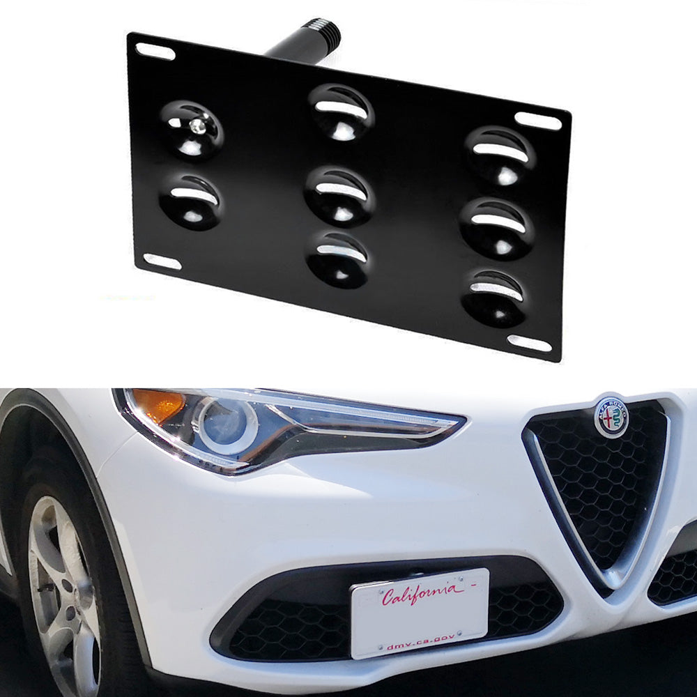 Alfa Romeo Stelvio Front Bumper Tow Hook License Plate Mount Bracket (2018-2023) - Durable & Easy Installation for Custom Car Styling - Perfect for Off-Roading & Car Shows