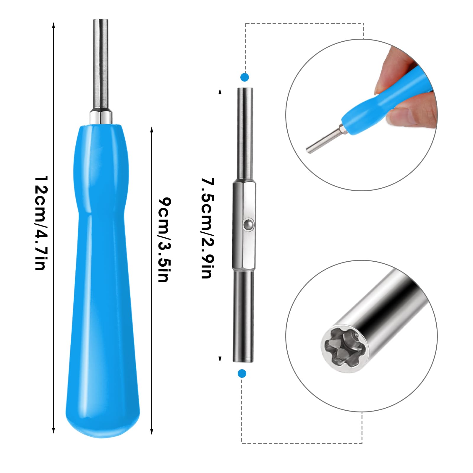 3.8mm & 4.5mm Double-Ended Gamebit Security Screwdriver Set - Compatible with NES, SNES, N64, GameBoy & Game Cartridges - Perfect for Console Repair & Game Cartridge Maintenance (Blue)
