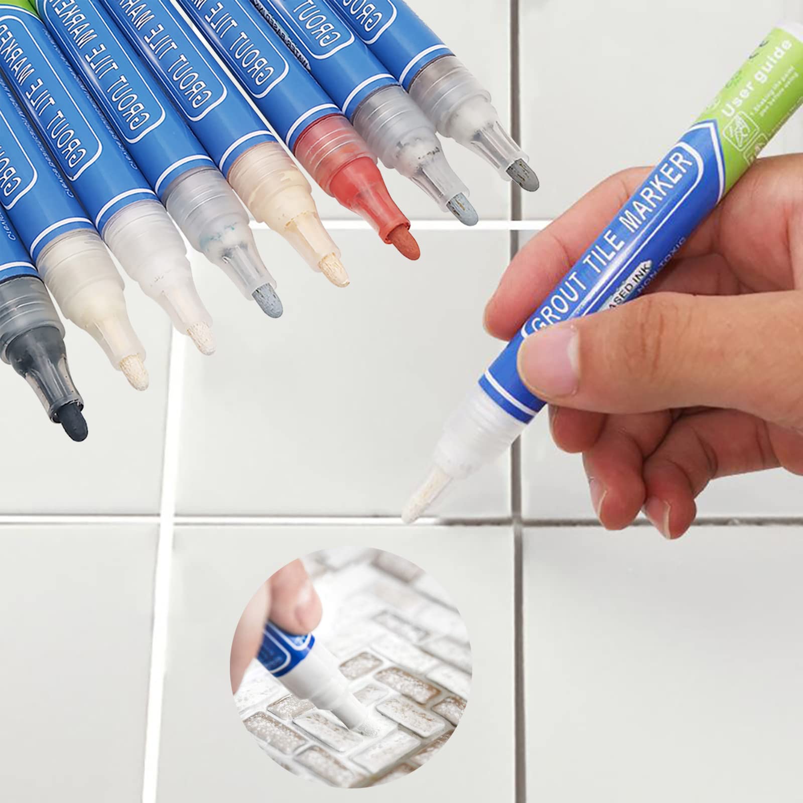 Obeon Grout Pen Tile Paint Marker - Waterproof Grout Colorant & Sealer Pen for Tile Repair & Beautification (1PC, White) - Perfect for Bathroom, Kitchen & Floor Tile Restoration