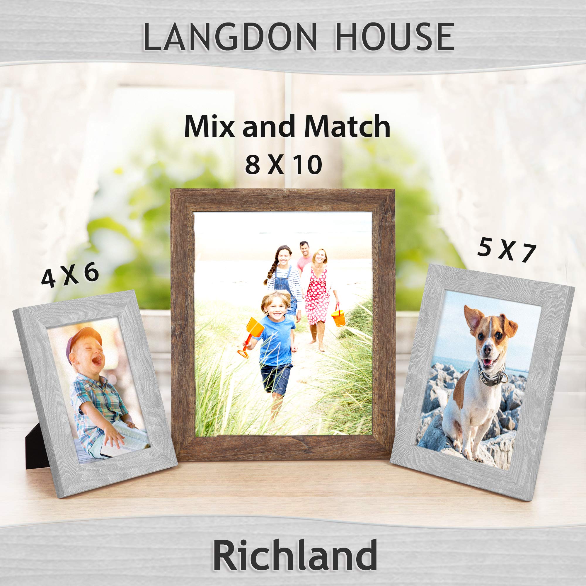 Rustic Brown 8x10 Picture Frames 6 Pack - Wood-Like Photo Frames for Wall & Table Décor