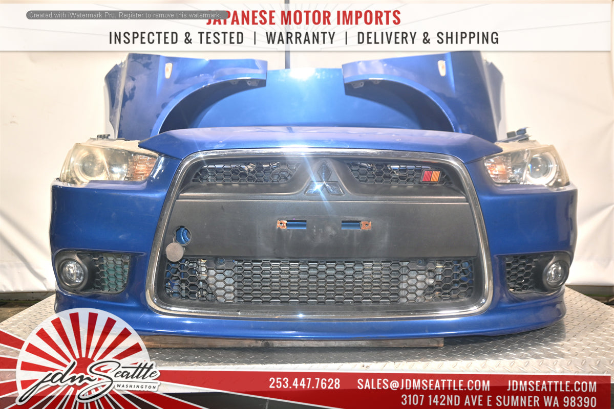 JDM Mitsubishi Lancer Evo X Complete Front End Assembly - Headlights, Core Support, Hood & Fenders | Perfect for Restoration & Performance Upgrades