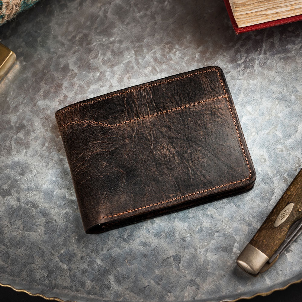 Hanks Belts Medium Bifold Wallet for Men - Genuine Leather RFID Blocking Slim Wallet - Perfect for Everyday Carry, Travel & Business Use