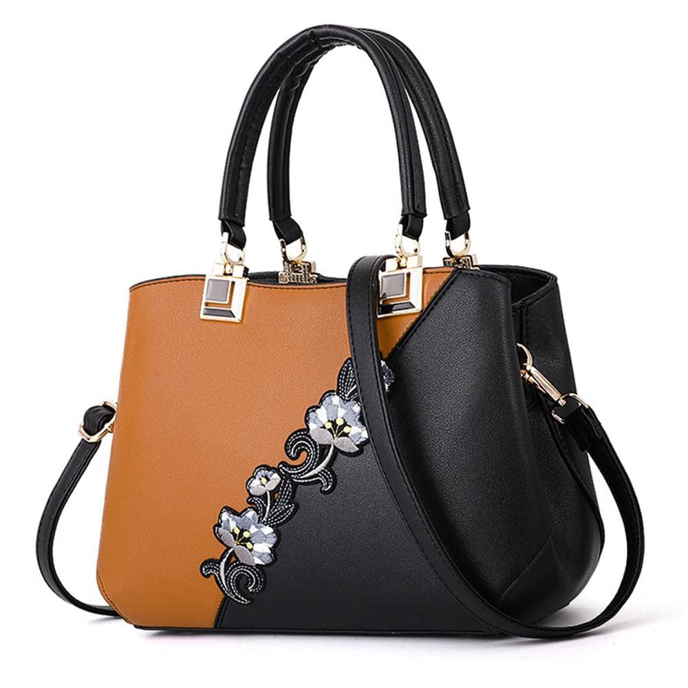 ELDA Women's Embroidered Top Handle Satchel Purse - Stylish Shoulder Bag & Tote for Work, Travel & Daily Use | Fashionable Ladies Handbags & Messenger Bags