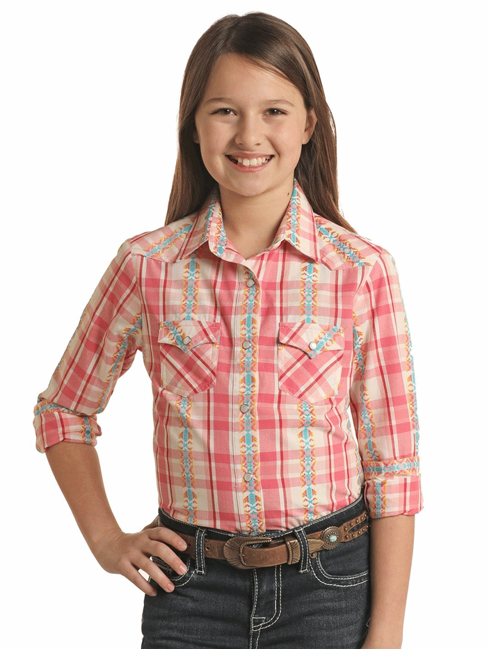 Panhandle LGN2S02938 Kids Long Sleeve Snap Button Shirt Coral - Soft Cotton Casual Top for Boys & Girls, Perfect for School, Playdates & Family Outings