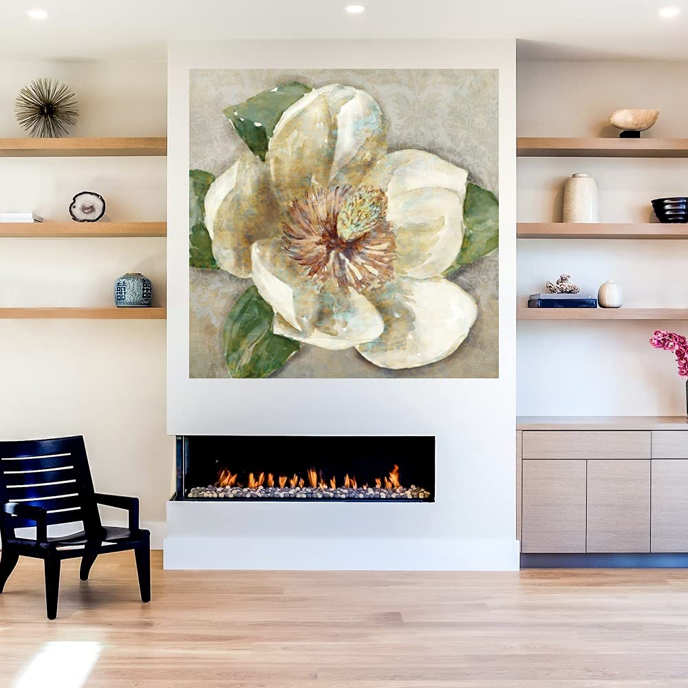 Botanical Wall Art Canvas - Magnolia Study II by Heather Hayes | 22x22 Inch Floral Painting for Bathroom & Bedroom Decor | Nature-Inspired Home Decor for Living Room, Office & Spa
