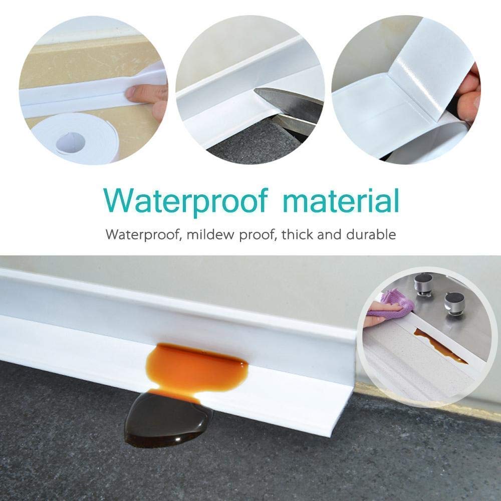 ATHA PVC Self-Adhesive Caulk Strip - Waterproof Wall Seal Tape for Kitchen Countertops, Sink, Bathroom, Toilet & Bathtub Floor/Wall Edge Protection (3.2M, White) | Easy Installation for Home Renovation & Waterproofing Projects