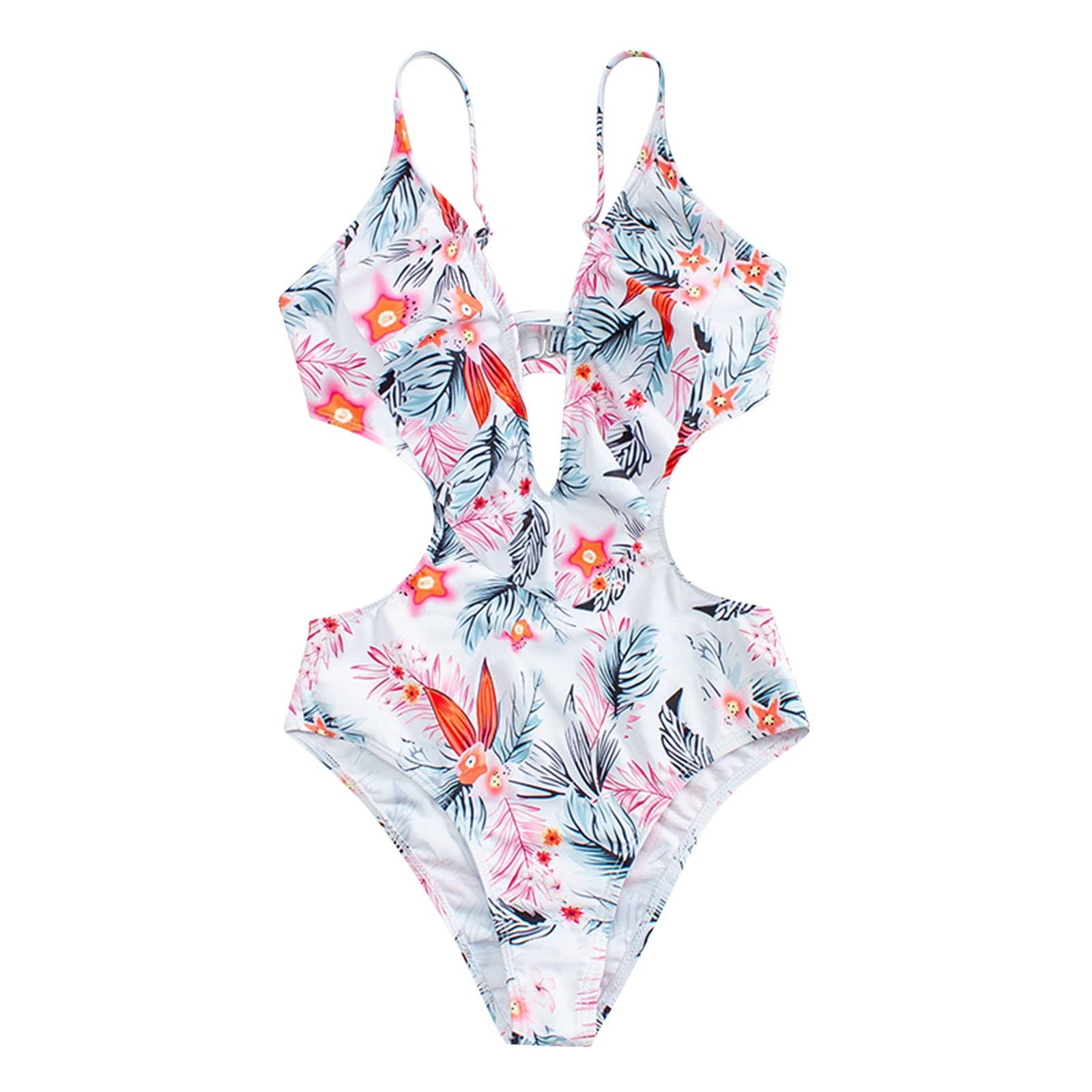Vintage Floral One-Piece Swimsuit for Women - Sexy V-Neck Retro Bathing Suit with High Cut Legs | Perfect for Beach Vacation, Pool Party & Summer Swimwear