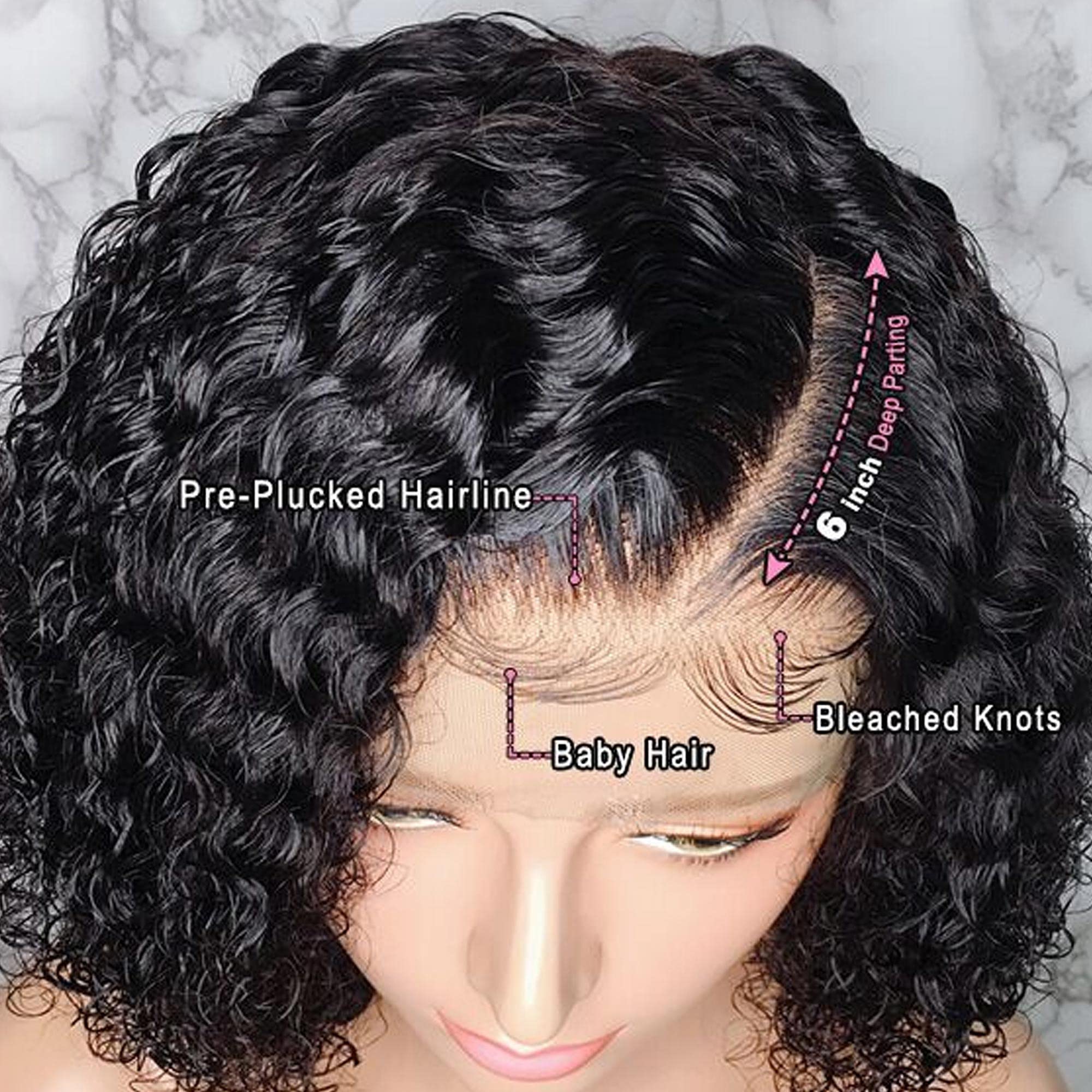 Venice Hair Virgin Human Hair Wigs for Black Women - 18inch Short Curly Full Lace Wig with 13x6 Lace Front, Pre-Plucked Baby Hair & 150% Density - Perfect for Daily Wear, Cosplay & Protective Styling