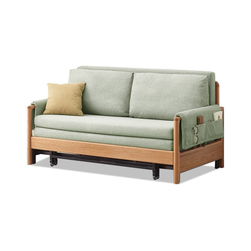 Modern Beech Solid Wood Sofa Bed - Convertible Sleeper for Small Spaces, Guest Room & Studio Apartments