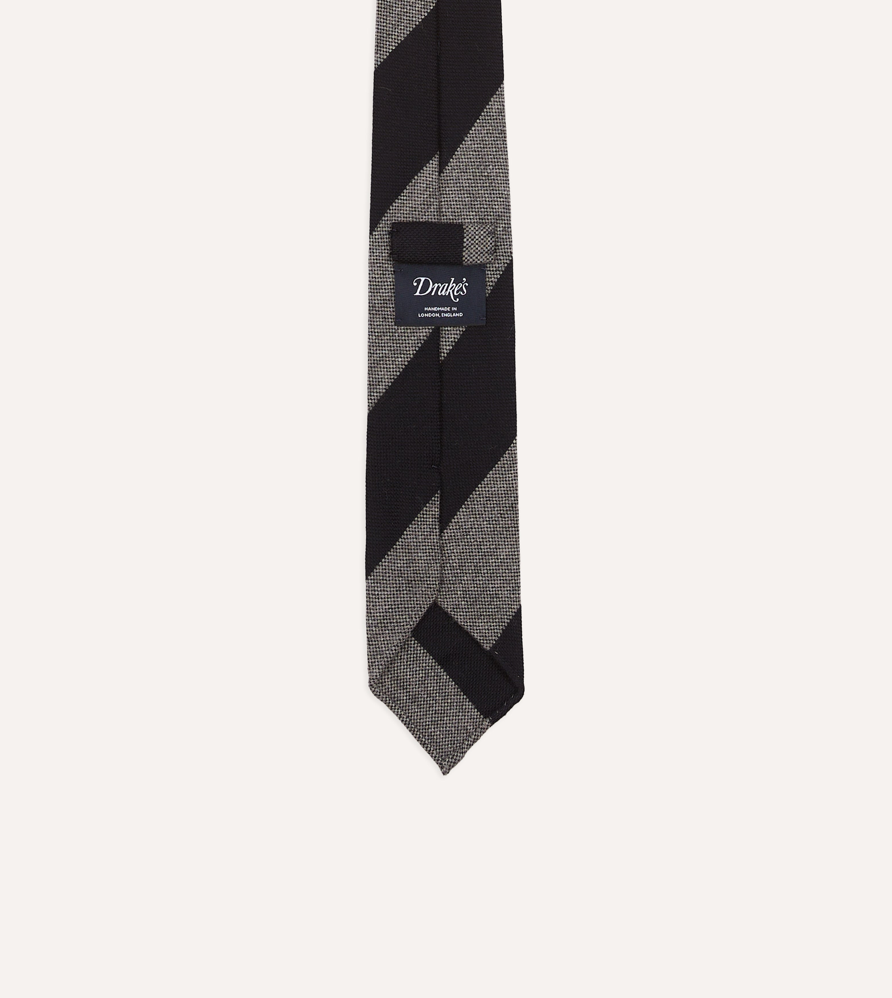 Premium Grey & Black Striped Hand-Rolled Wool Tie for Men - Perfect for Business, Weddings & Formal Occasions
