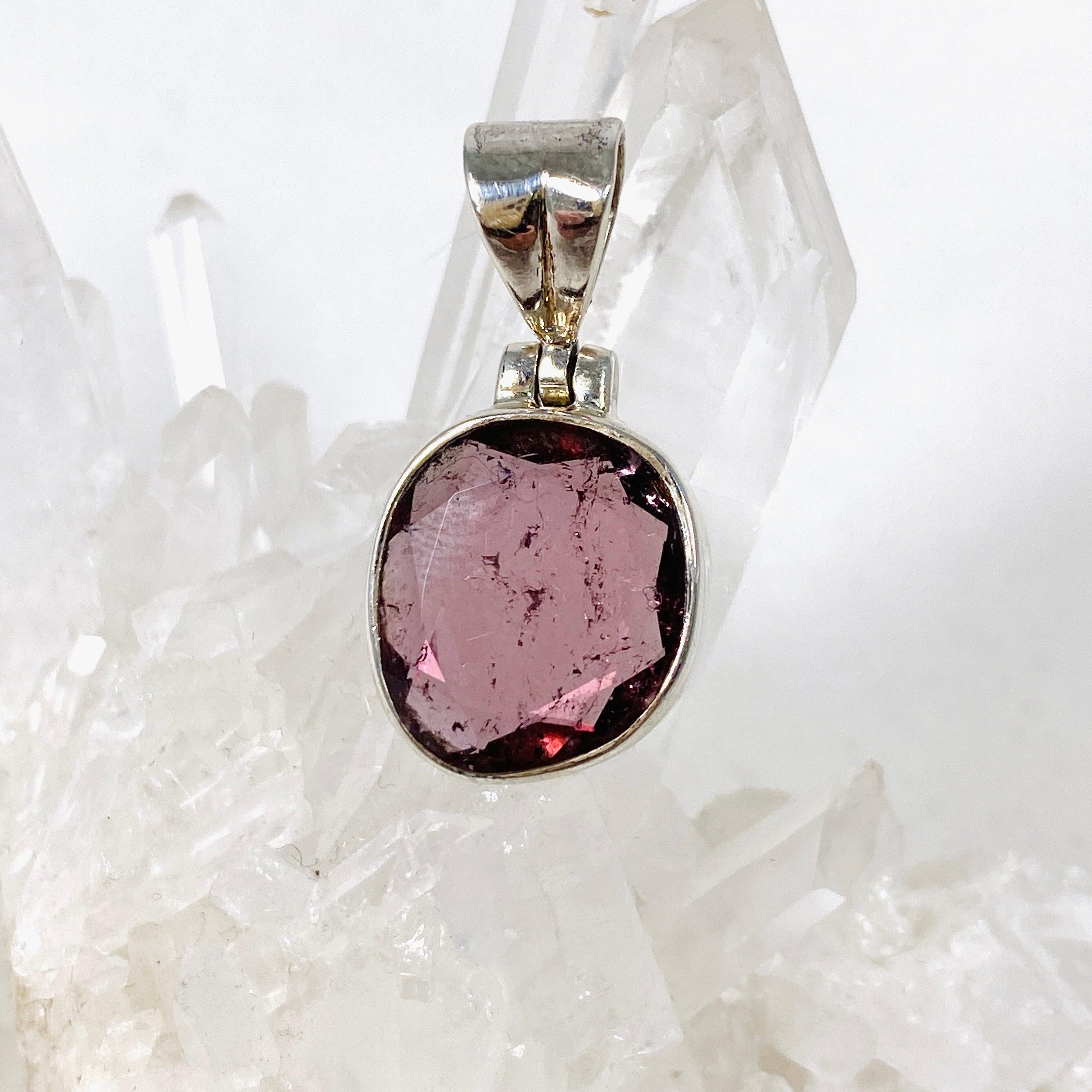 Natural Pink Tourmaline Faceted Pendant Necklace - 925 Sterling Silver Jewelry for Women - Perfect for Valentine's Day Gifts & Everyday Elegance